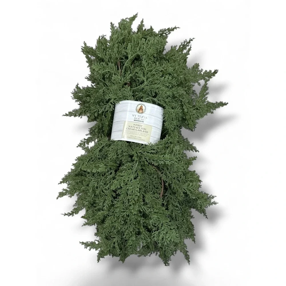 My Texas House 9ft Natural Feel Cedar Green Artificial Christmas Garland